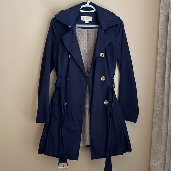 Michael Kors Navy Double Breasted Trench Coat Size S - Picture 1 of 5